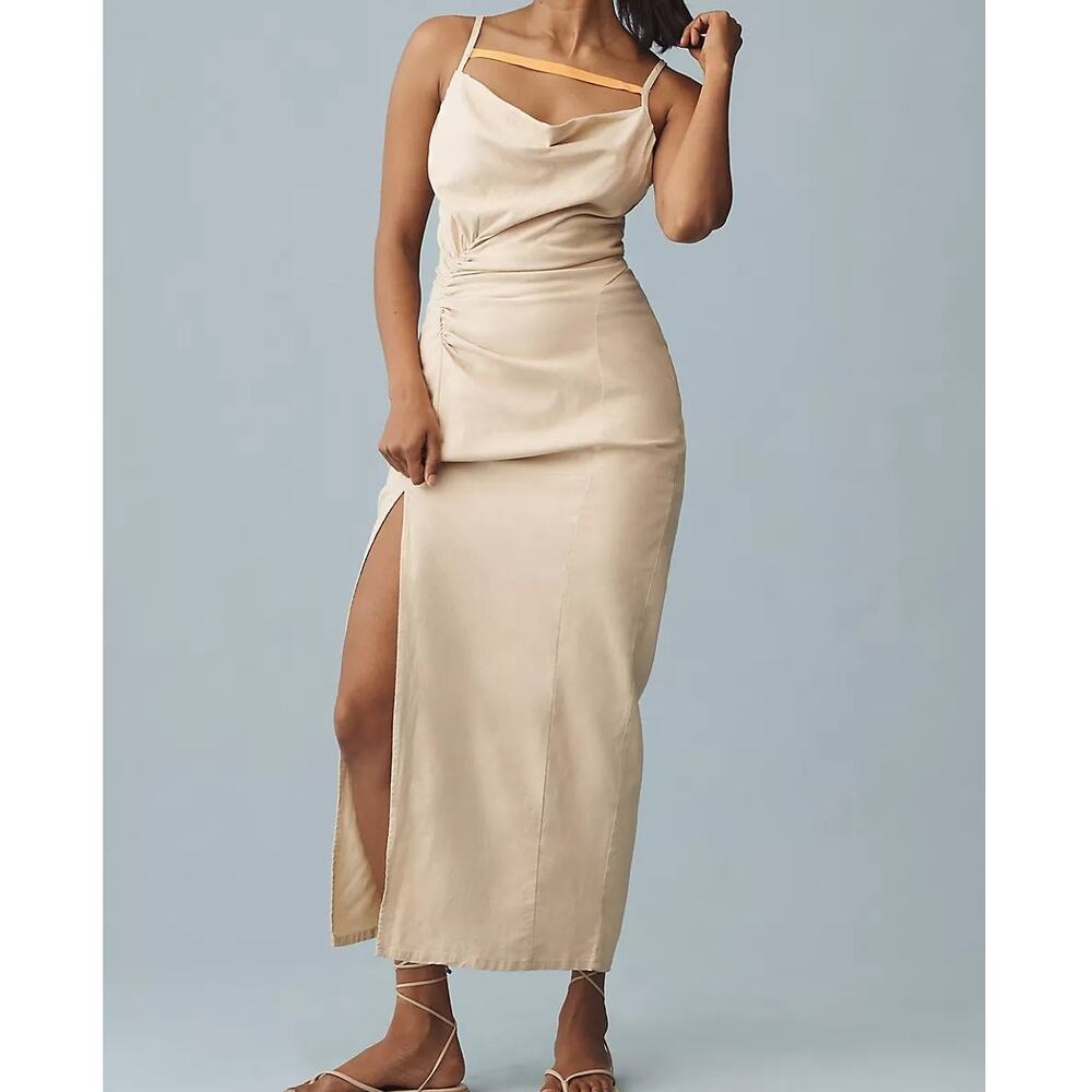 By Anthropologie Ruched Slim Midi Dress